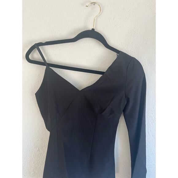 Anthropologie Endless Rose Woman Black One Shoulder Long Bell Sleeve Top… - Picture 2 of 9